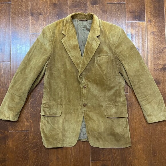 Envoy Japan Vintage Corduroy Brown Khaki Blazer Sport Coat Men's Size 44 L - Picture 2 of 8